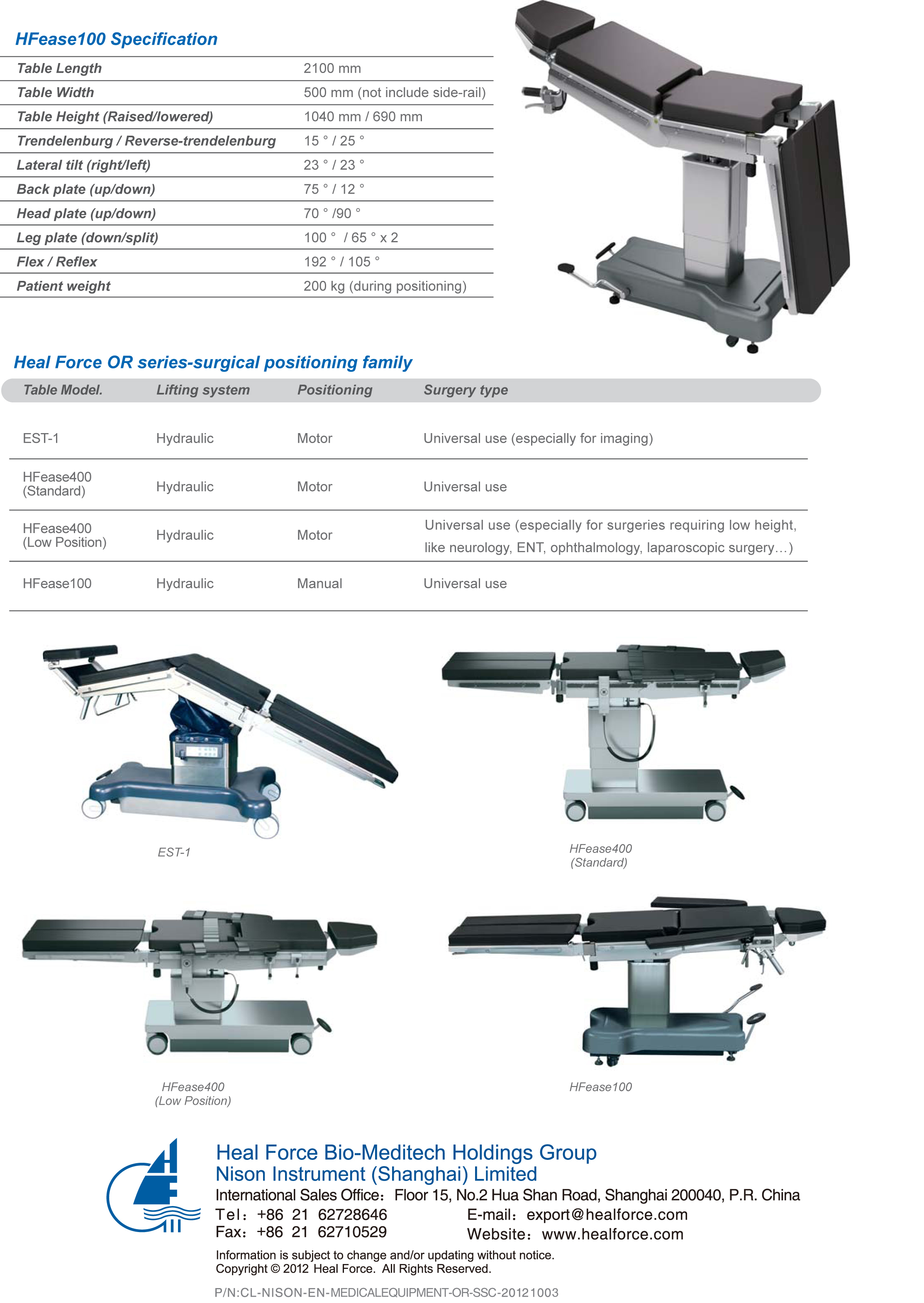 OT Table (HFease) in Bangladesh Medical Equipment Bangladesh is